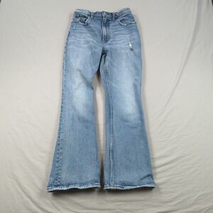 Abercrombie Fitch Jeans Womens 25 Blue High Rise Kick Flare Faded Distressed